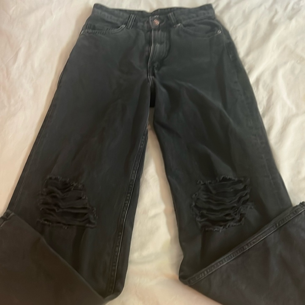 H&M black wide leg jean
